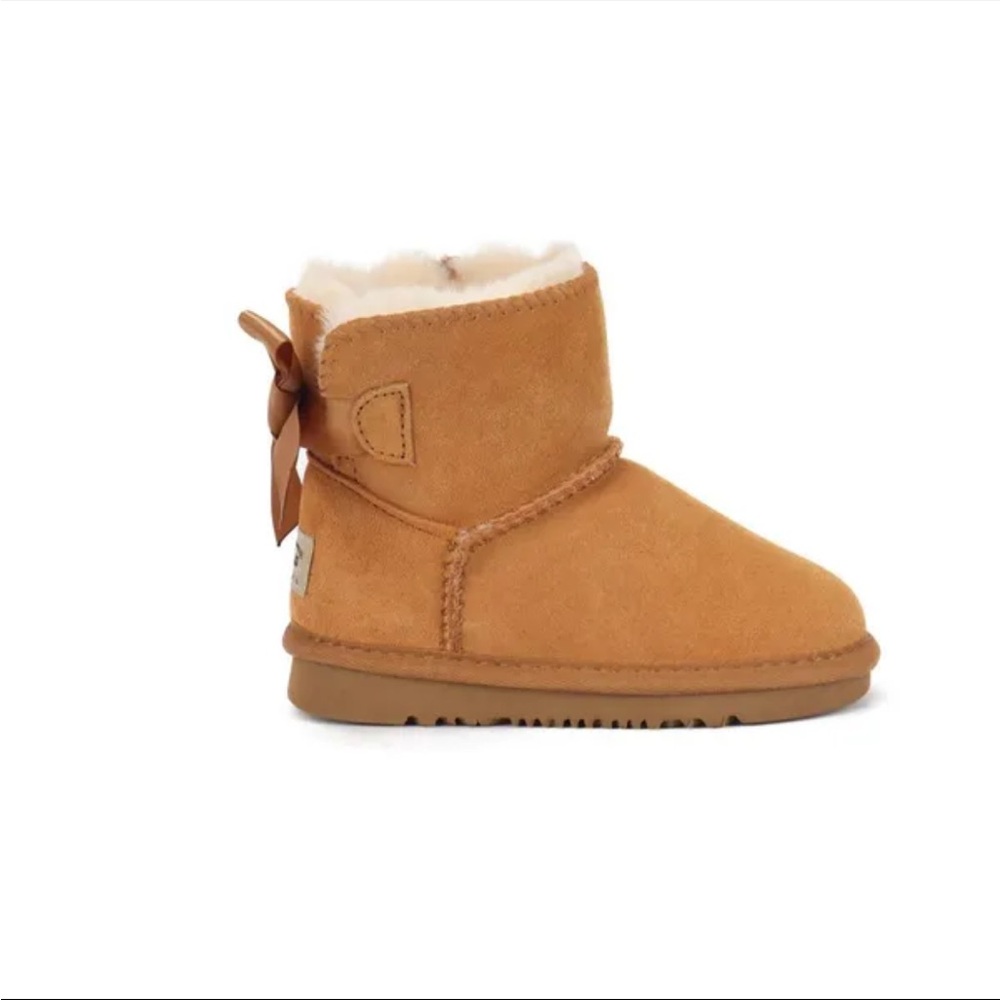 Tan Suede Girls Bailey Bow Ugg Ankle Boots